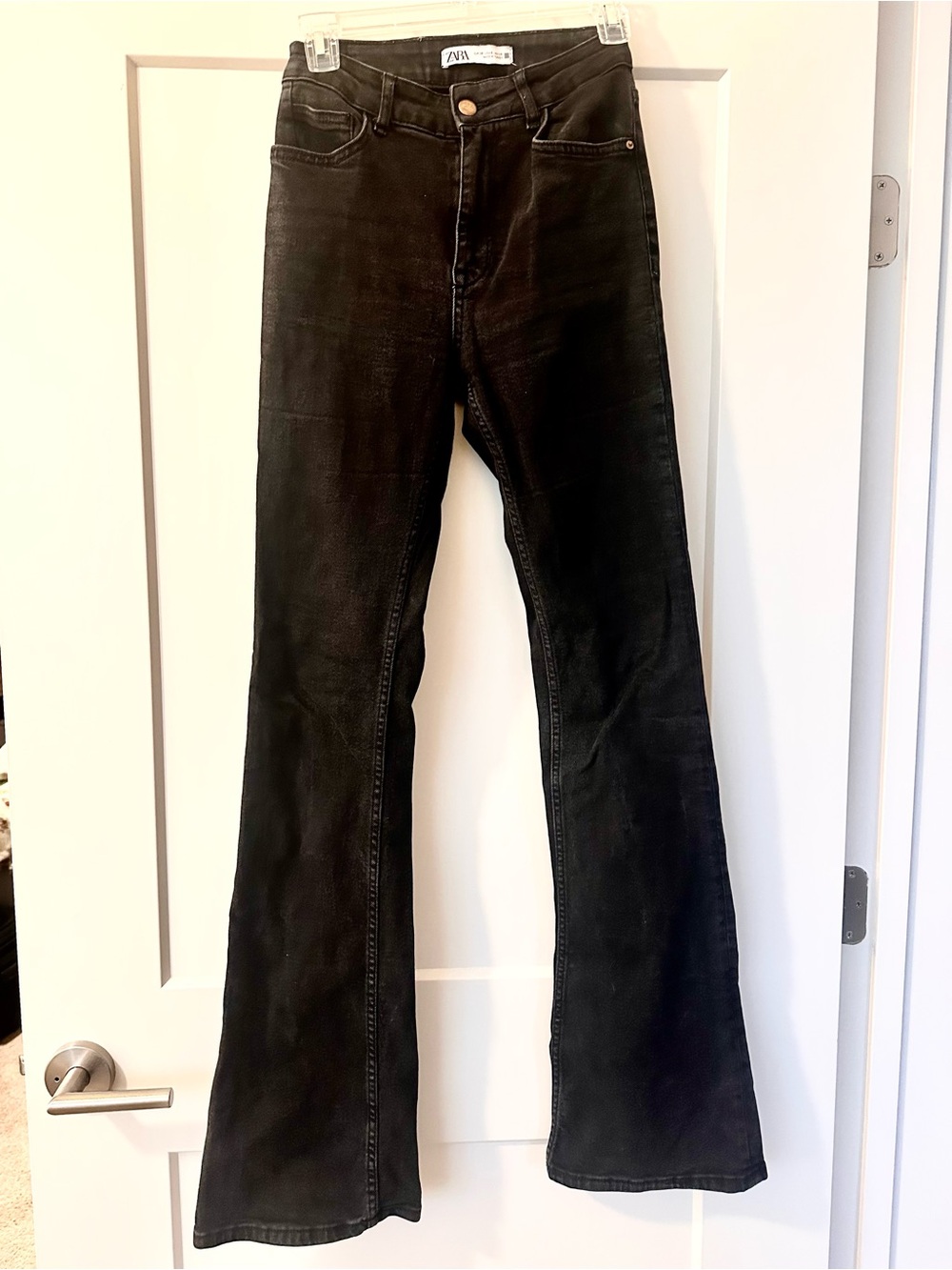 Zara Black High-Rise Flare Jeans